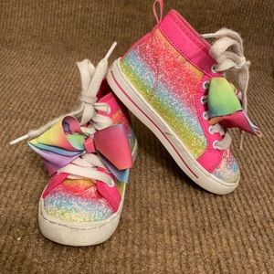 JoJo Siwa rainbow sparkly sneakers with bow size 10